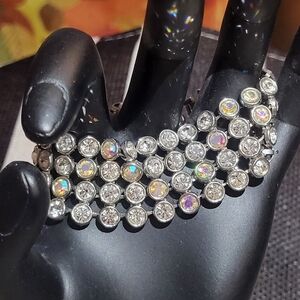 very pretty bracelet white stones and some aurora borealis stones costume jewelr